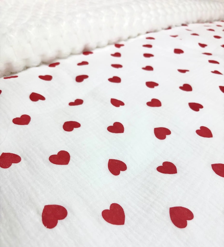 Mušelínové obliečky Srdiečka 140x200 – 100 % bavlna, romantické, priedušné, ideálne pre citlivú pokožku