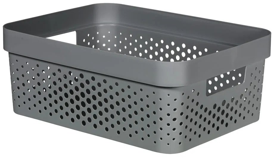 Sivý úložný košík Curver Infinity Dots, 11 l