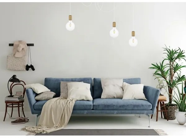 Luster na lanku MIROS 3xE27/60W/230V pavúk biela/zlatá