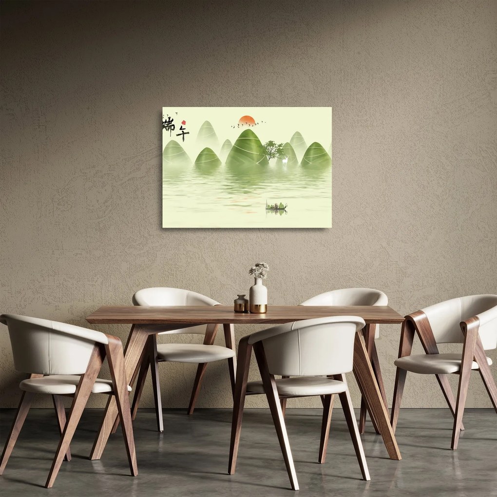 Sklenený obraz - Údolie zelených hôr (70x50 cm)
