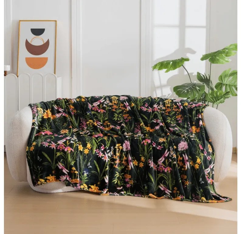 Mikroplyšová deka MYSTIC GARDEN, tmavozelená Rozmer: 200 x 220 cm