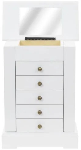 vidaXL Skrinka na šperky so zrkadlom, MDF, 25 x 13,5 x 34 cm-