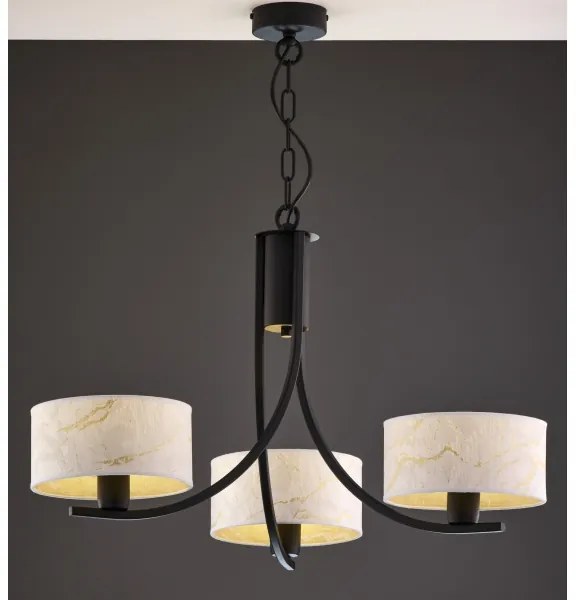 Jupiter 2103 - Luster na reťazi ARTHUR 3xE27/15W/230V biela/čierna/mramorový dekor