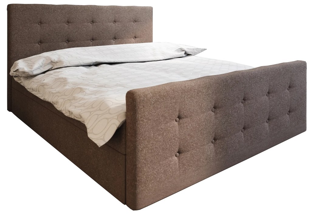 Manželská posteľ  Boxspring 140 cm Milagros 1 (tmavohnedá) (s matracom a úložným priestorom). Akcia -20%. Vlastná spoľahlivá doprava až k Vám domov. 1046738