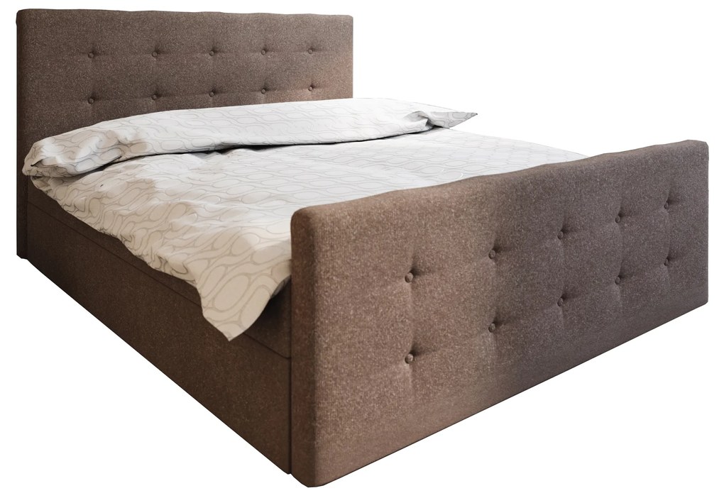 Manželská posteľ Boxspring 160 cm Milagros 1 (tmavohnedá) (s matracom a úložným priestorom). Vlastná spoľahlivá doprava až k Vám domov. 1046742