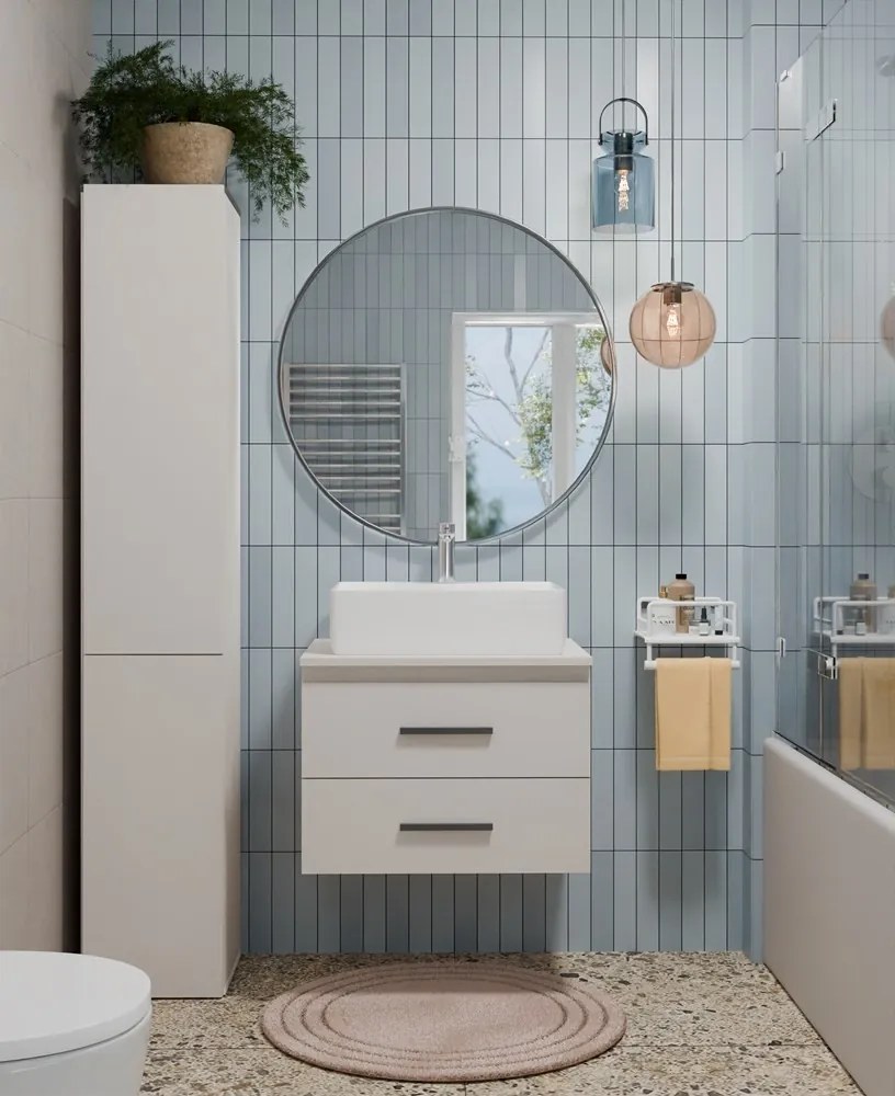 Závěsná skříňka pod umyvadlo s deskou NEL 2S 60 cm kašmírová