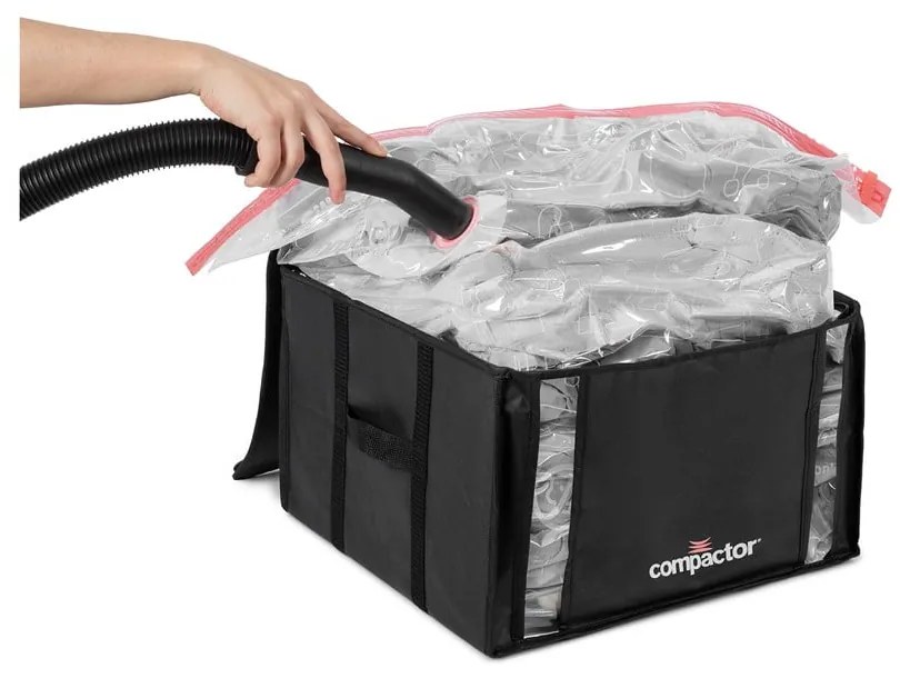 Čierny úložný box na oblečenie Compactor XXL Black Edition 3D Medium, 125 l