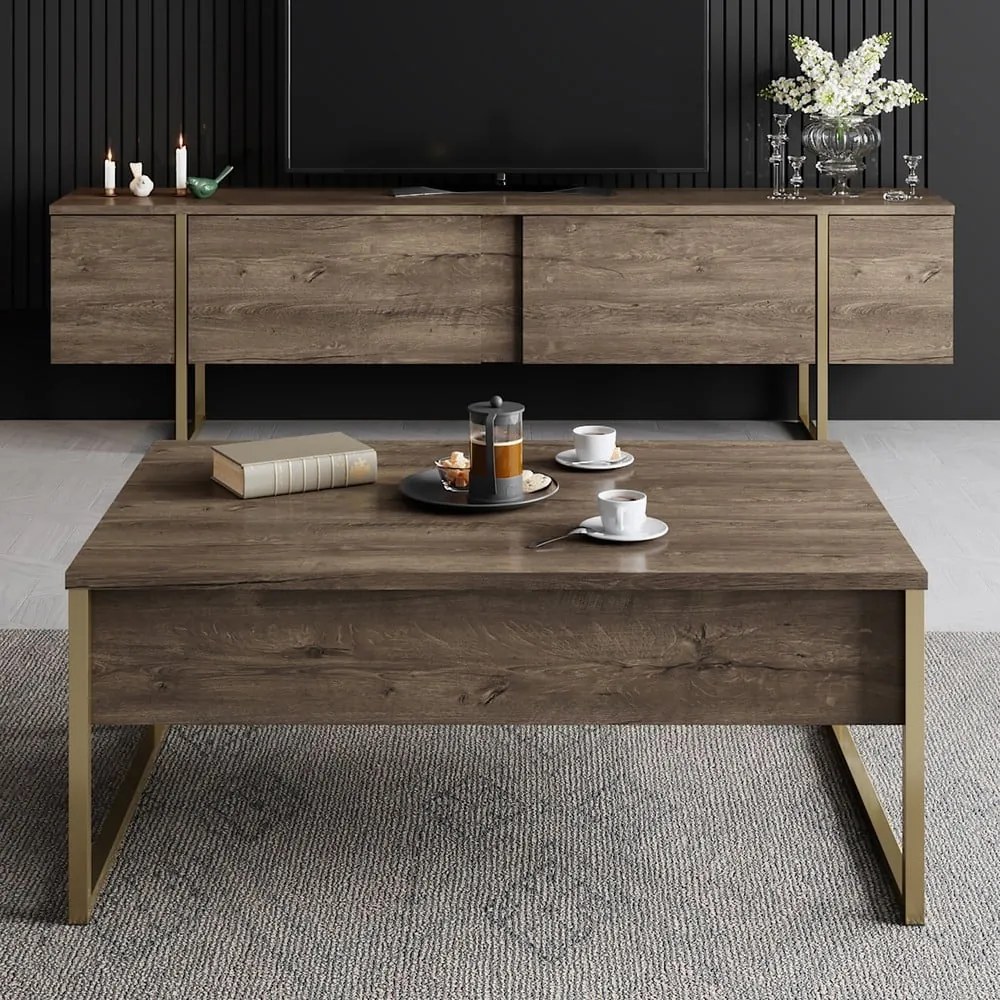 TV stolík v dekore orecha v prírodnej farbe 180x30 cm Luxe – Kalune Design