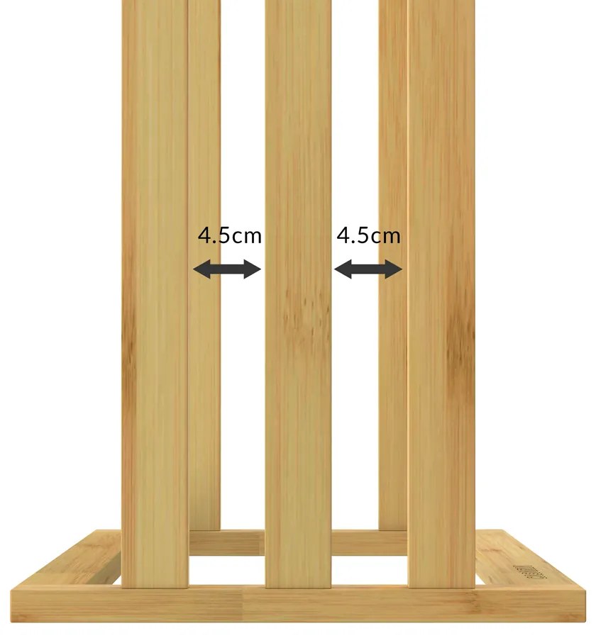 Bambusový stojan na uteráky RUBBY s kovovými tyčami, 46x24x84cm, hnedá/strieborná Casaria
