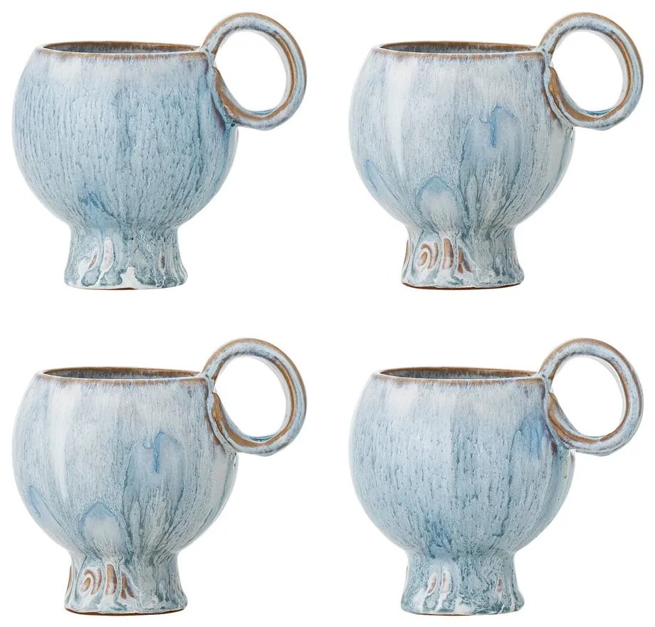 Svetlomodré šálky v súprave 4 ks na cappuccino z kameniny 250 ml Avonlea – Bloomingville