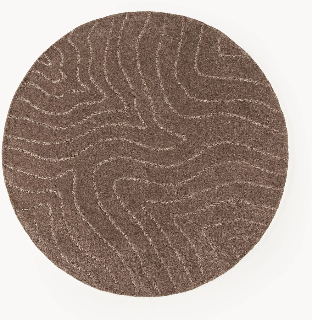 Okrúhly ručne tuftovaný vlnený koberec Aaron