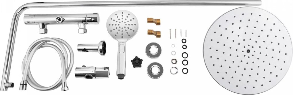Erga Dubaj, sprchový set s termostatickou batériou a hlavovou sprchou 30 cm, chrómová, ERG-YKA-BP.DUBAJ-THERM-30-CHR