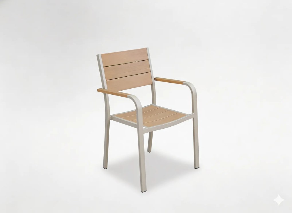 CH Béžová záhradná hliníková stolička Beno