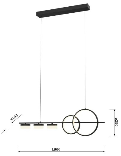 Wofi 7030-502 - LED Stmievateľný luster na lanku MESSINA LED/40W/230V čierna