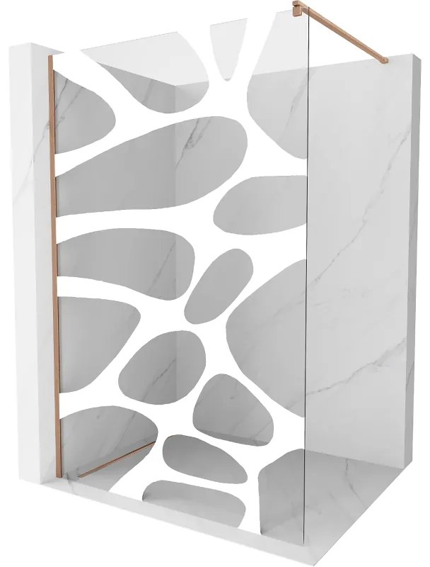 Mexen Kioto, sprchová zástena Walk-In 120 x 200 cm, 8mm číre sklo biely vzor, medený matný profil, 800-120-101-65-97