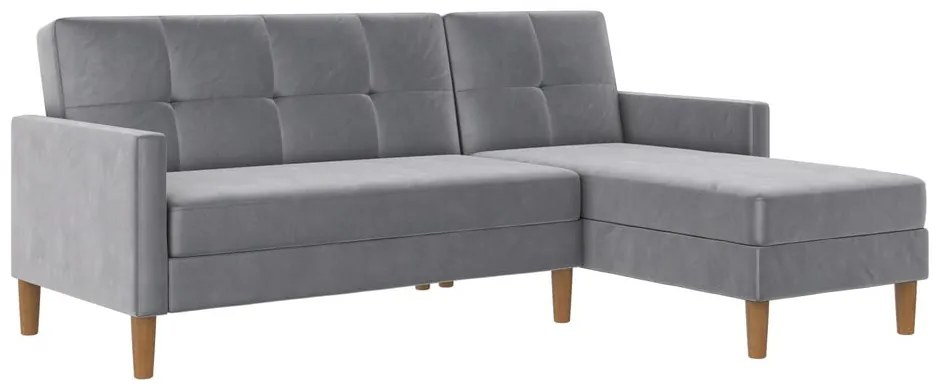 Svetlosivá zamatová rohová pohovka Lilly – Støraa