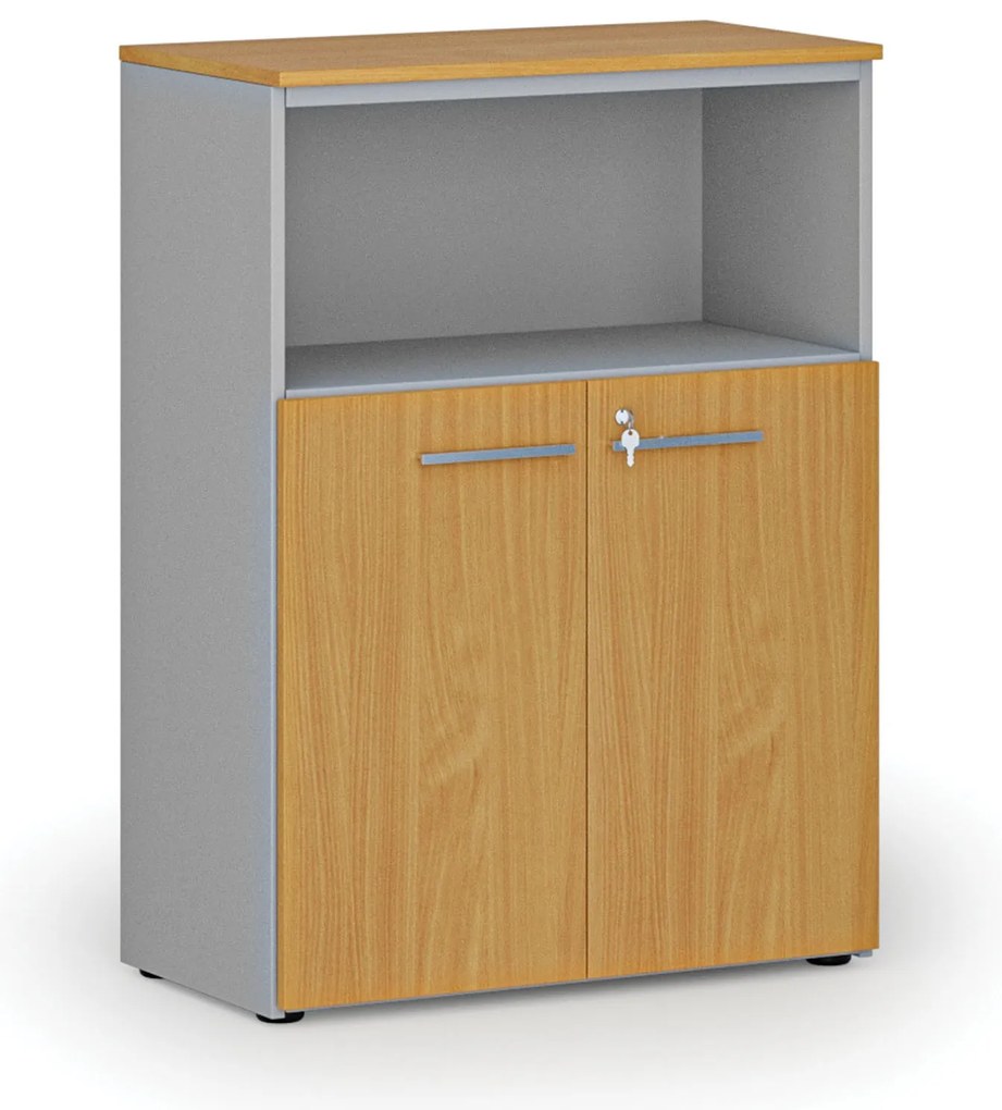 Kombinovaná kancelárska skriňa PRIMO GRAY, 800 x 420 x 1087 mm, sivá/buk