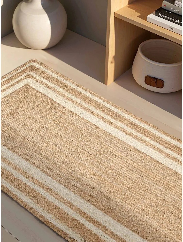 Krémovobiely/v prírodnej farbe obojstranný/ručne tkaný jutový behúň 80x250 cm Looma – Hanse Home