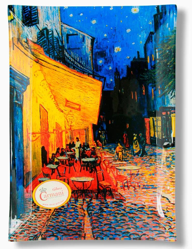 Sklenený tanier 28x20cm Vincent van Gogh Café Terrace at Night, CARMANI
