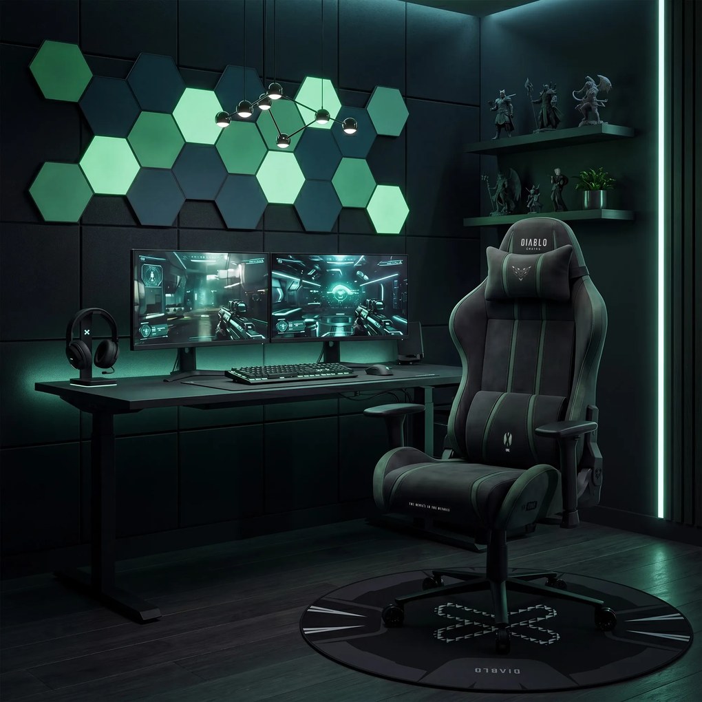 Herné kreslo z látkovým poťahom King Size, čierny-zelený: Diablo X-One 2.0 Forest Green