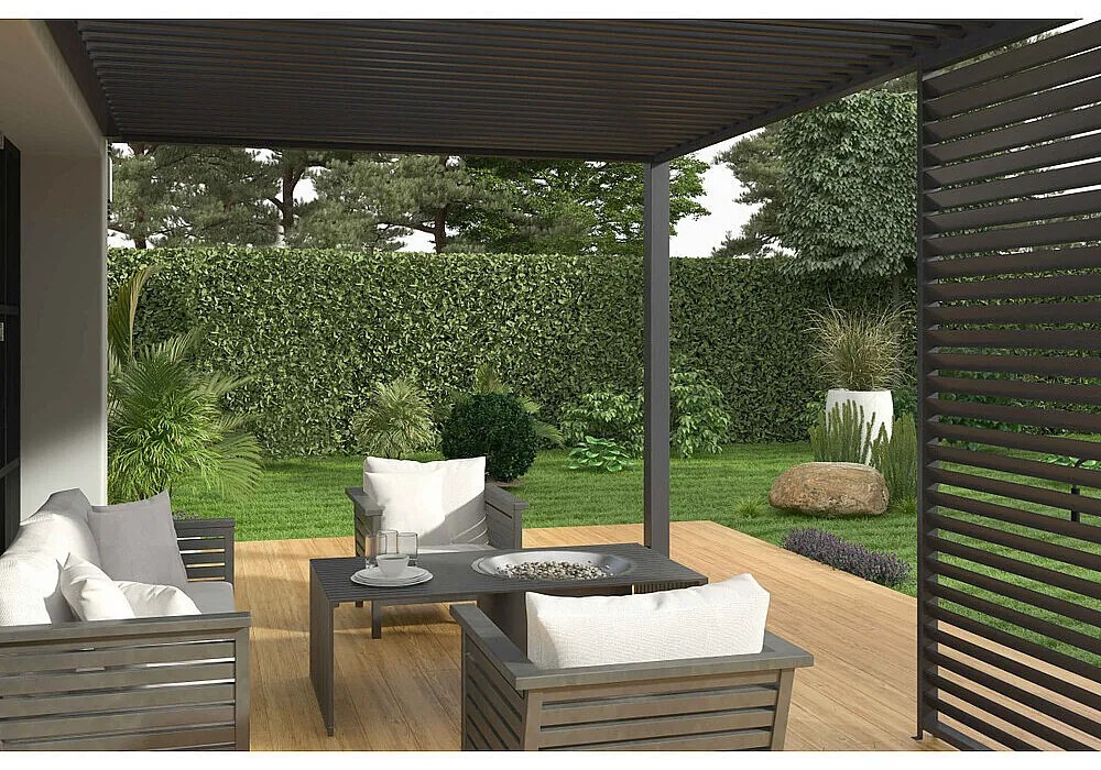 Záhradná hliníková pergola do steny 4x3 m (antracit)