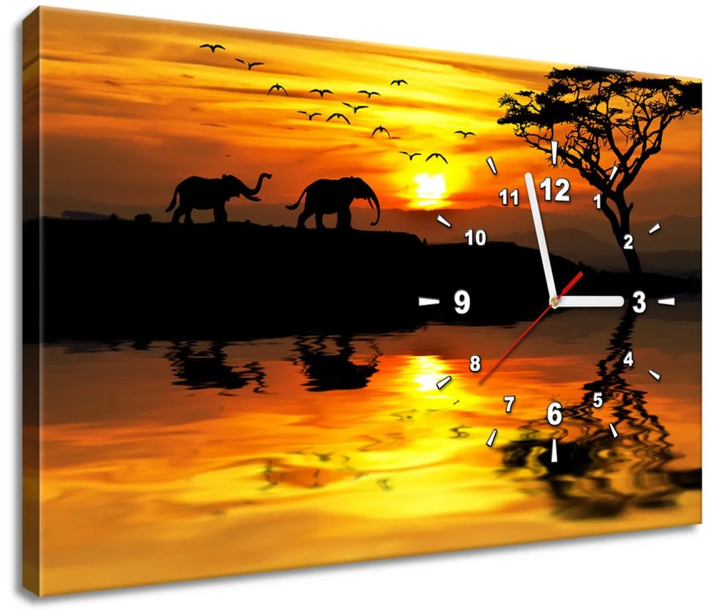 Gario Obraz s hodinami Afrika Rozmery: 40 x 40 cm