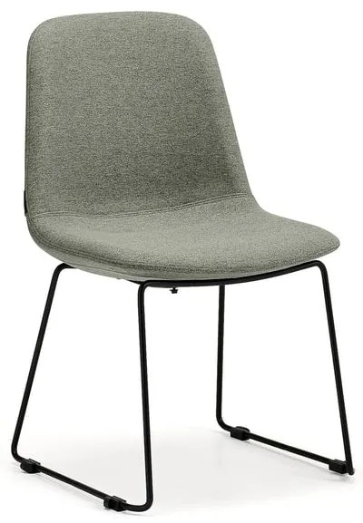 Stolička LANGLEY, nízky sedák, lyžinová podnož, čierna/zelenošedá