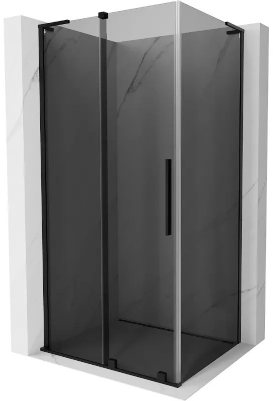 Mexen Velar L, sprchový kút s posuvnými dverami 110 x 100 cm, 8mm šedé sklo, čierna matná, 871-110-100-43-70