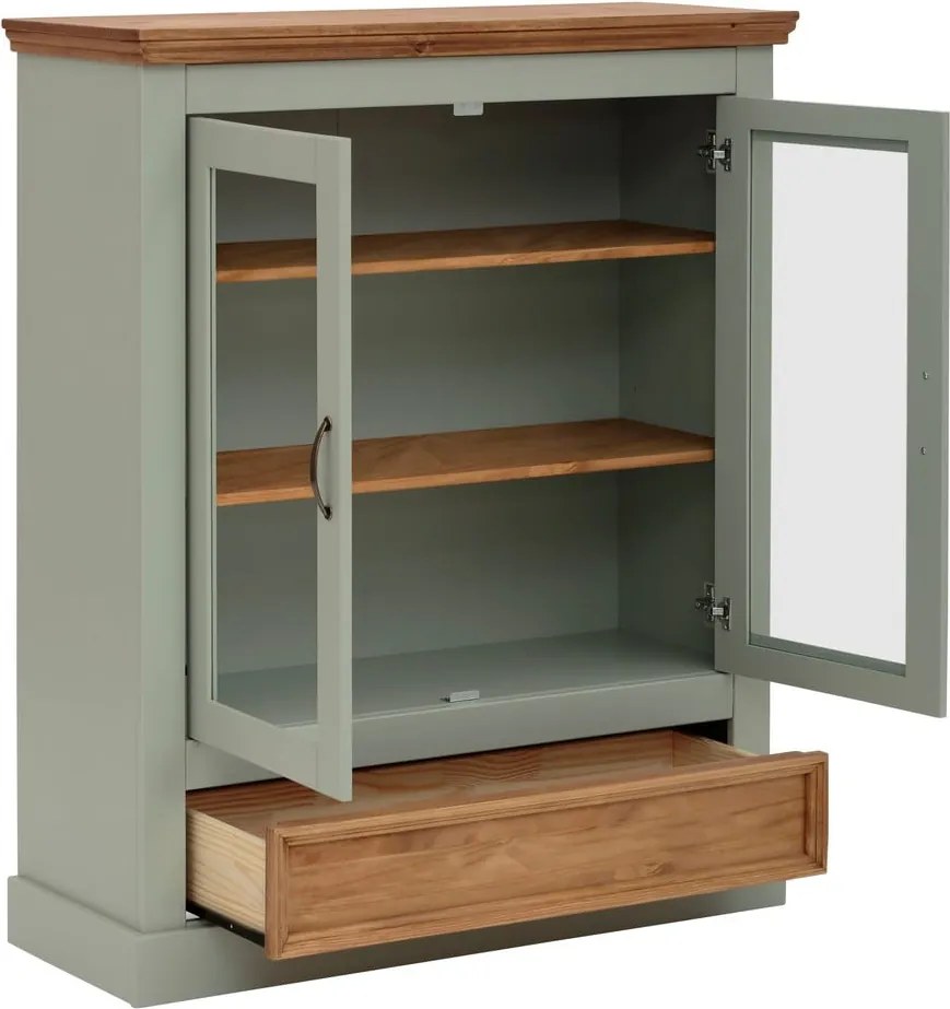 Svetlozelená vitrína z borovicového dreva 100x120 cm Selma – Støraa