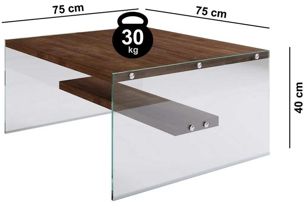 Dizajnový konferenčný stolík Quanda 75 cm vzor orech