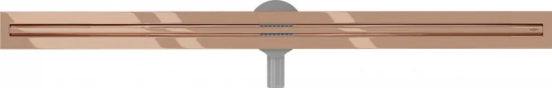 Mexen Flat nerezový sprchový žľab s rotačným 360° sifónom 120 cm, vzor SLIM, ružovo-zlatá, 1641120