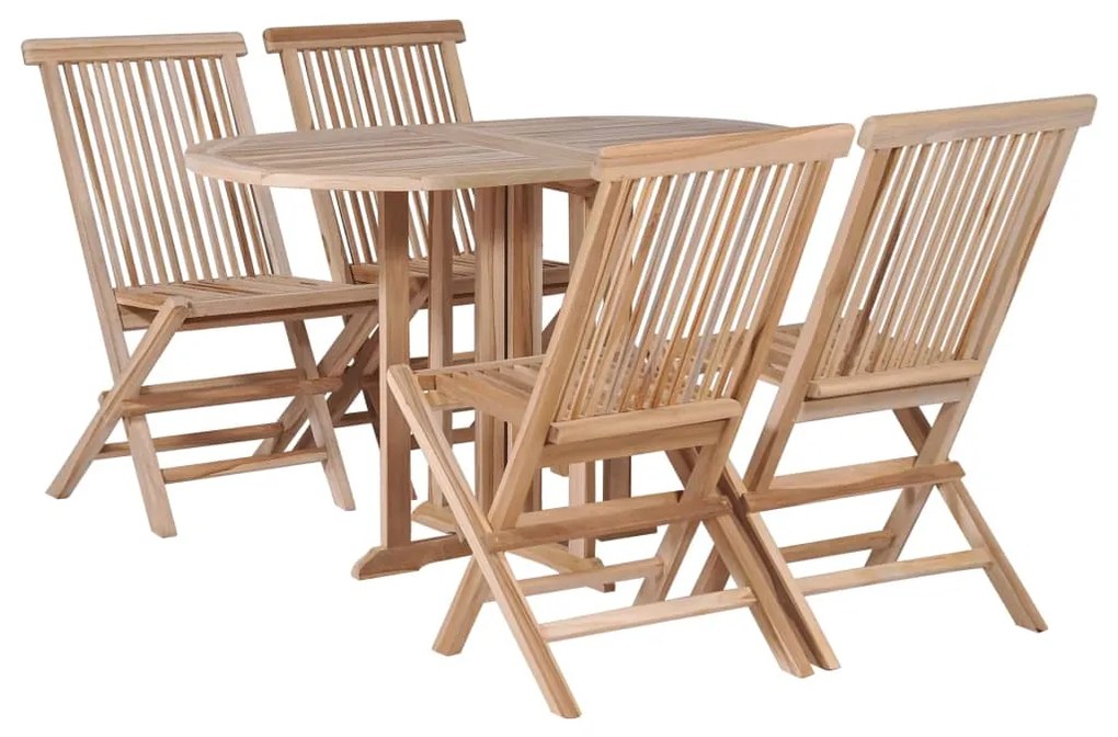 vidaXL 5-dielna skladacia súprava stoličiek a stola z teakového dreva