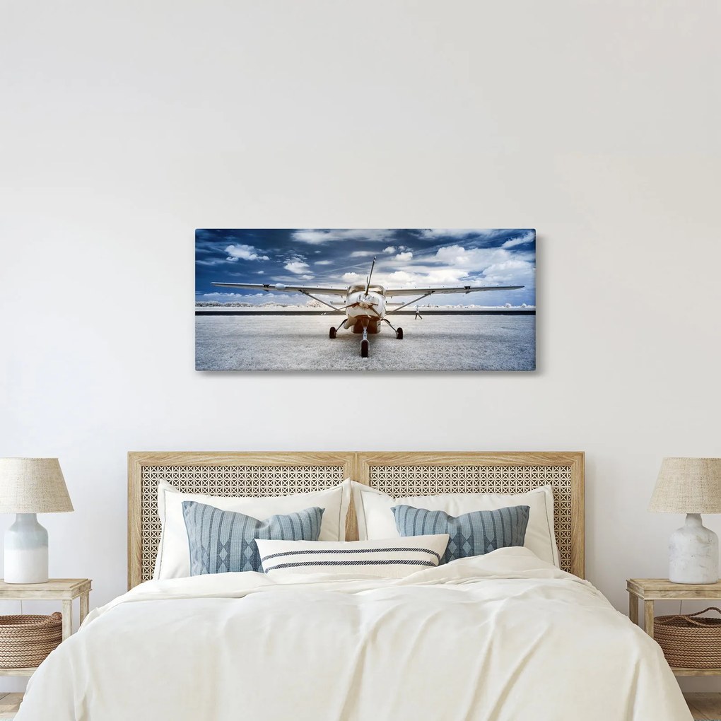 Obraz motorového lietadla (120x50 cm)