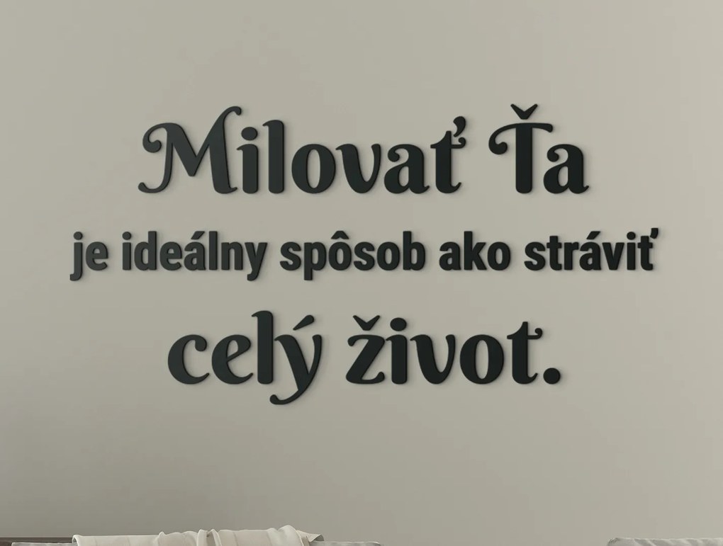 drevko Citát o láske Milovať ťa je ideálny spôsob, ako stráviť celý život Rozmer obrazu: 30,5 x 60 cm, Farba dekorácie: Čierna