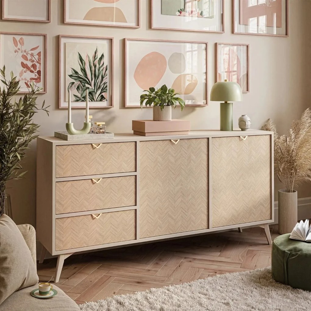 KOMODA FONDY JEDLIČKA SCANDI + PIESKOVO BÉŽOVÁ 158 cm