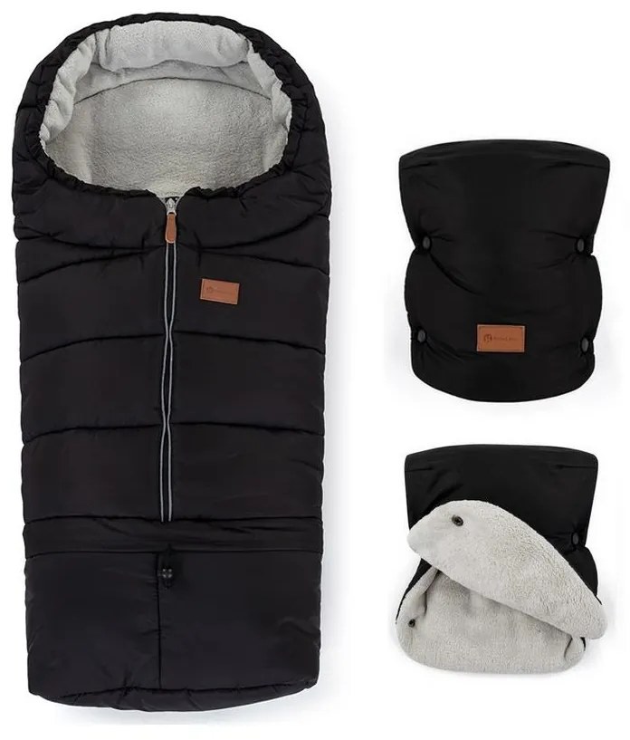 PETITE&MARS - SADA Detský fusak 3v1 JIBOT + rukávniky na kočiar JASIE čierna