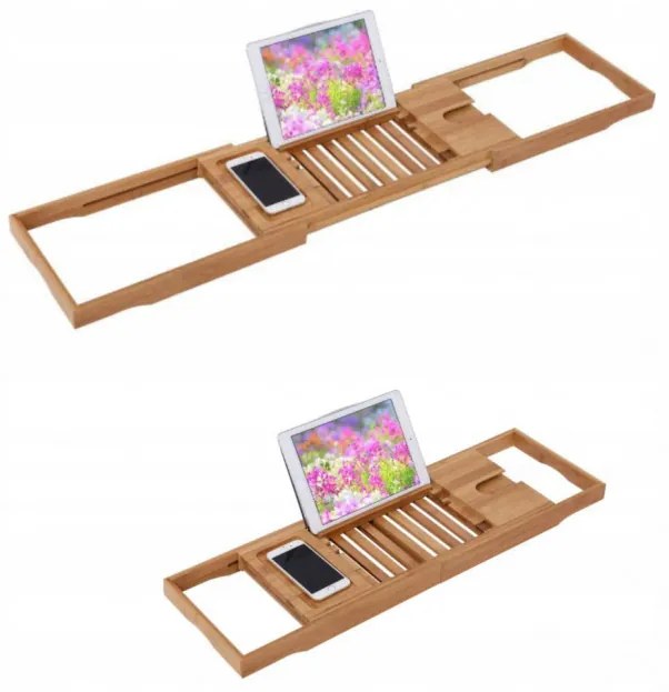 Nastaviteľná polica na vaňu z bambusu 5Five 0912, 105 cm