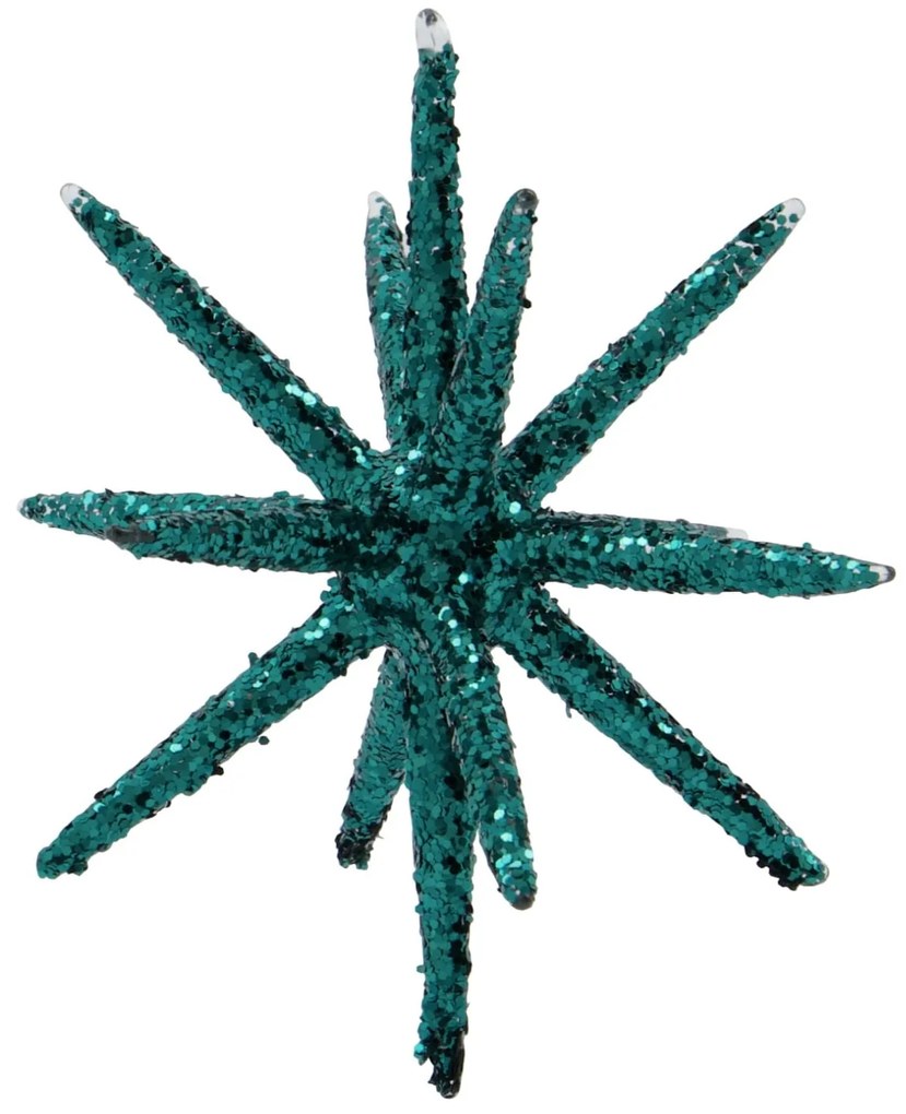 House Doctor Sklenená vianočná ozdoba Spike Green Glitter 12 cm