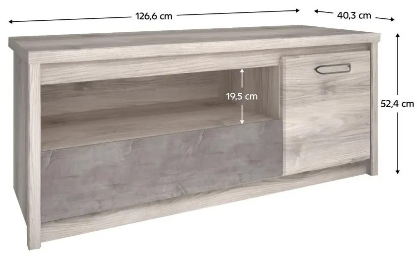 Tempo Kondela TV stolík 1D1S, gaštan nairobi/onyx, JESI