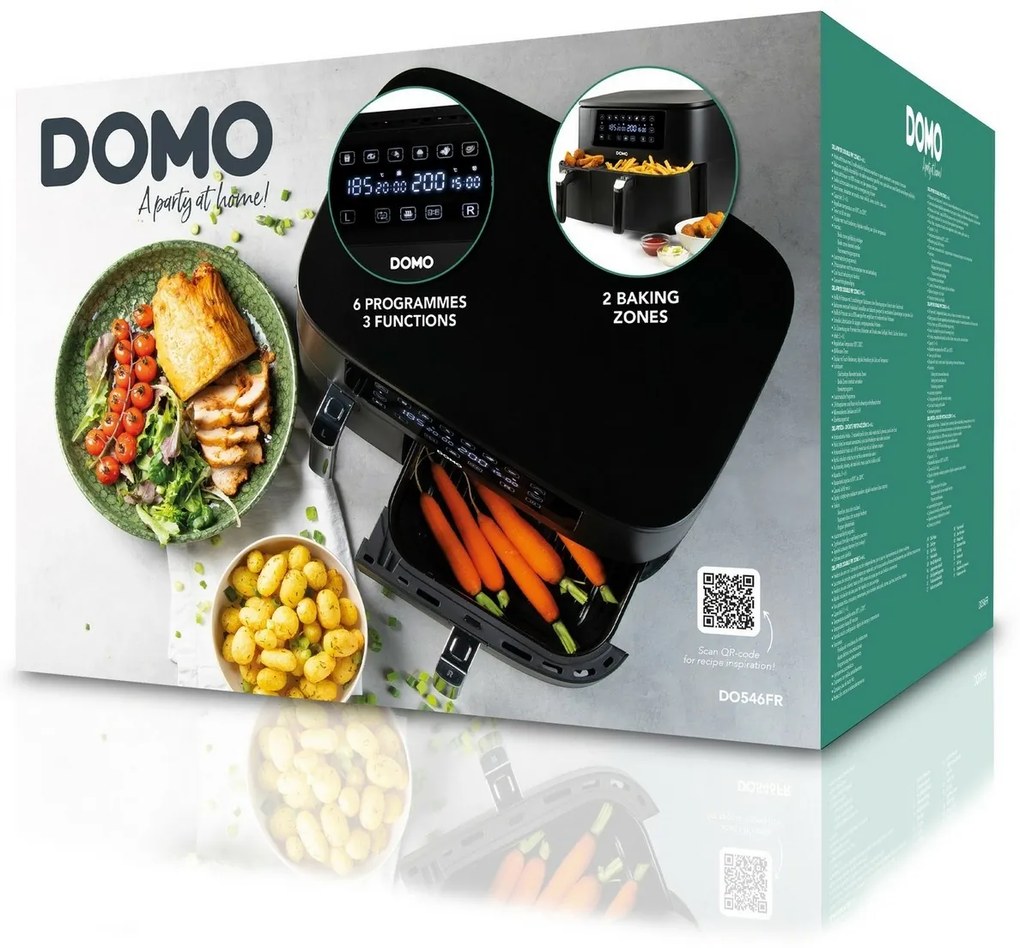 DOMO DO546FR digitálna dvojitá teplovzdušnáfritéza, 3+6 l