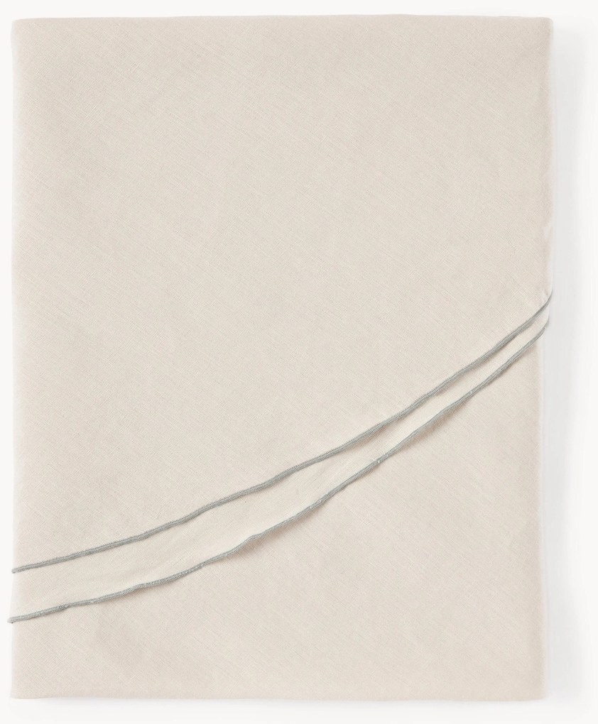 Okrúhly ľanový obrus dekoračným lemom Kennedy