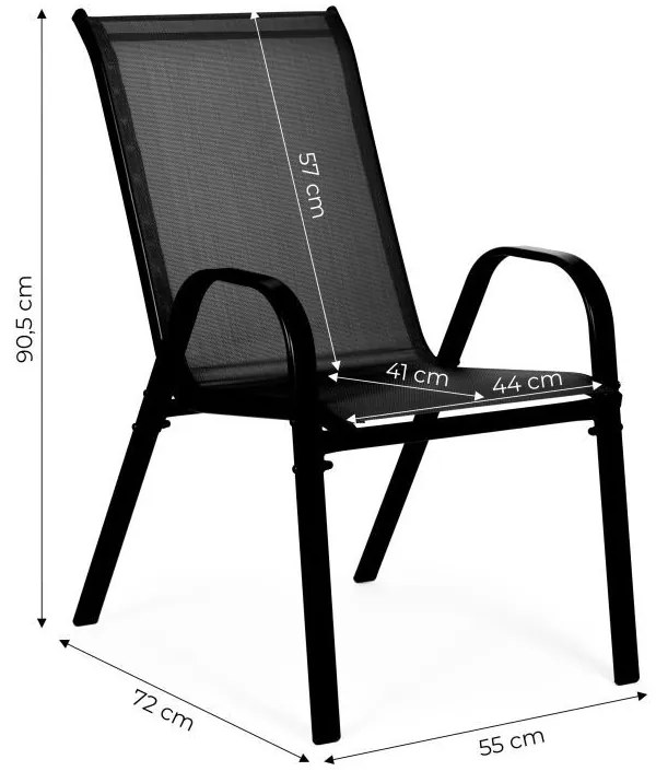 SADA 4 X ZÁHRADNÁ STOLIČKA ALDA ČIERNA