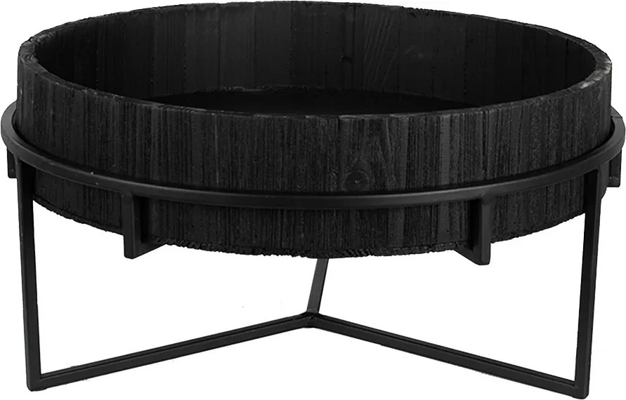 Čierny drevený odkladací stolík Bardin - Ø 41*20 cm