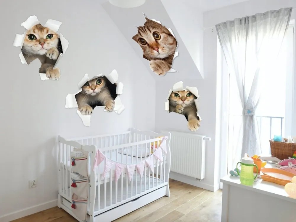 Detská nálepka na stenu s roztomilým mačiatkom 60 x 120 cm