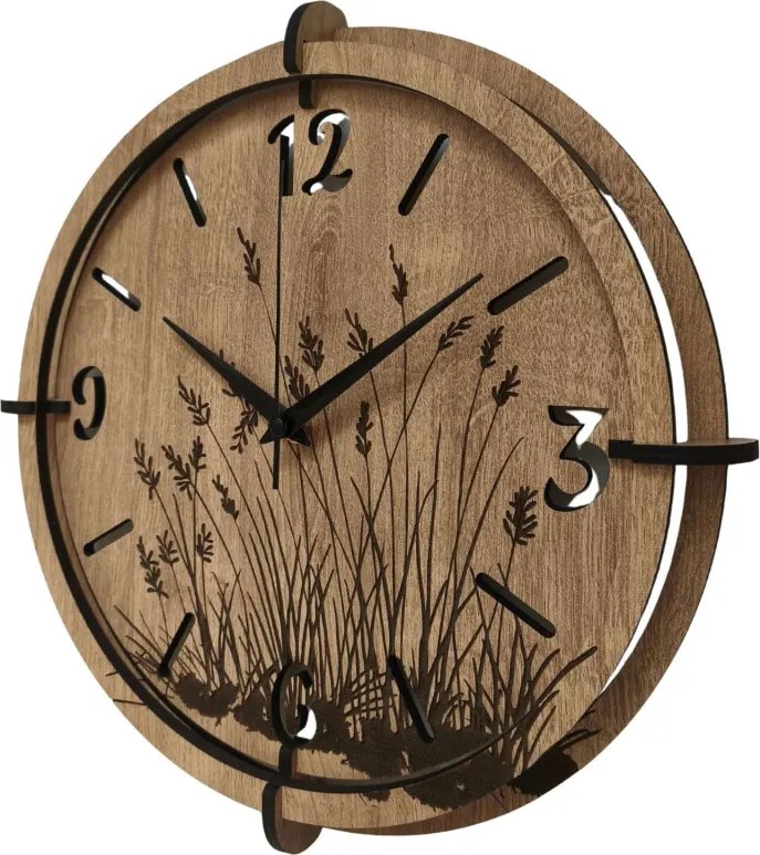 Moderné drevené hodiny Dub – dizajn Lúčne trávy | SENTOP HDF0590-OAK-HLIFAX