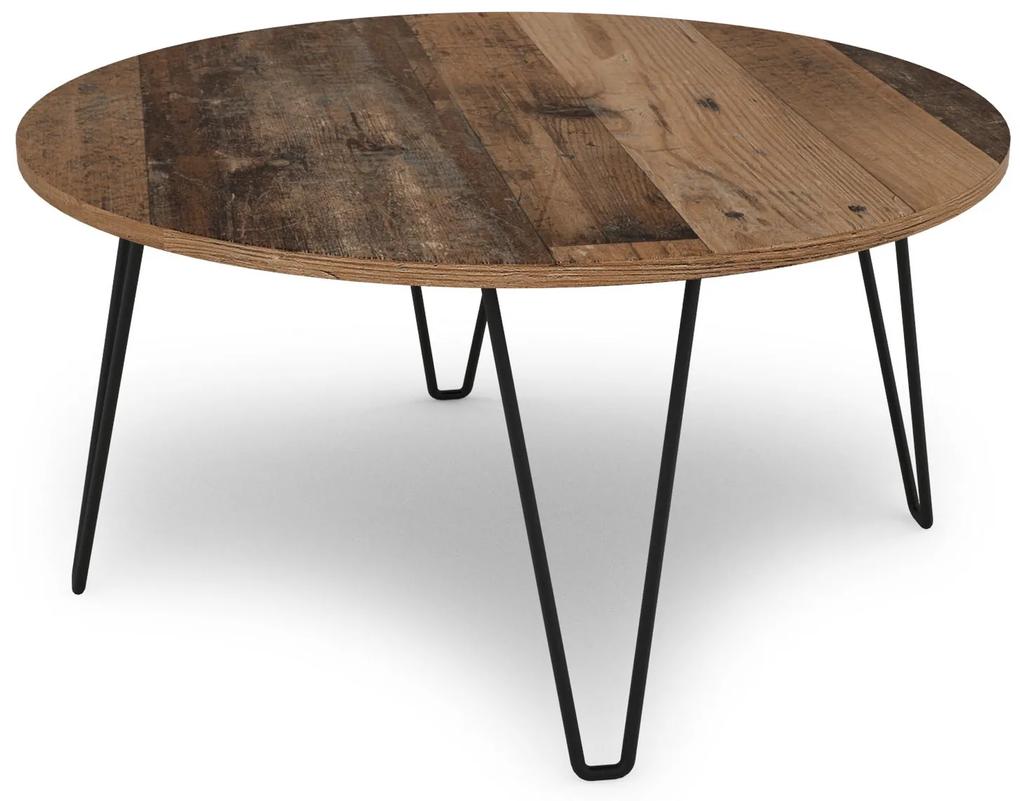 Okrúhly konferenčný stolík Prado 80 cm, vintage optika dreva