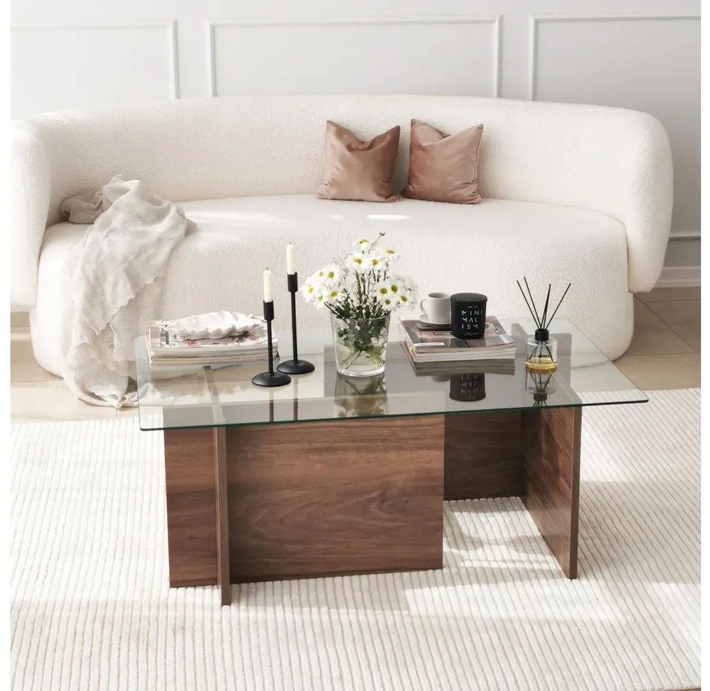 Asir Konferenčný stolík ESCAPE 40x105 cm hnedá/číra 552NOS2244