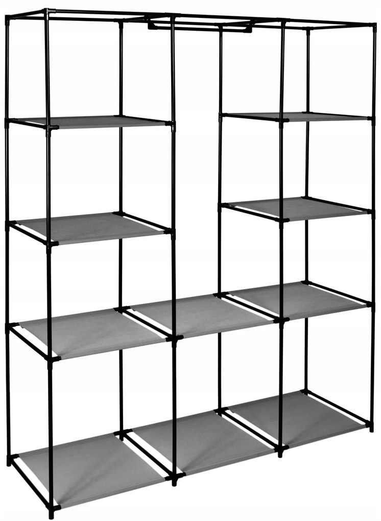 Látková šatníková skriňa s 10 policami MIRA MAXI antracitová