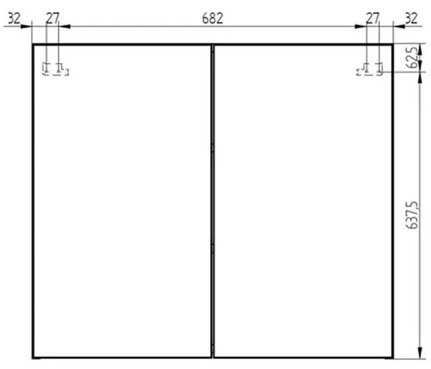 Mereo, Aira, kúpeľňová galerka 60 cm alebo 80 cm, zrkadlová skrinka, 2x dvere, dub kronberg, MER-CN717GD