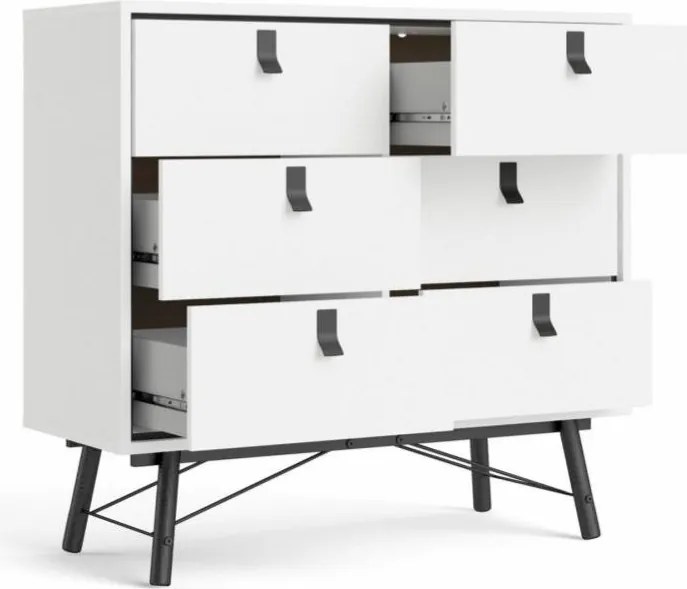 Komoda Rainy 102 cm so zásuvkami biela/čierna